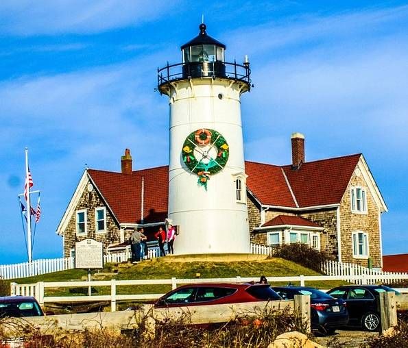 Nobska Light with Holiday Wreath